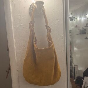 New Italian Suede Mustard Shoulder Bag